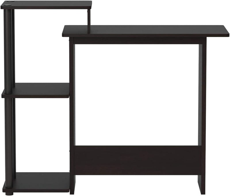 Furinno Efficient Home Laptop Notebook Computer Desk with Square Shelves, Espresso/Black