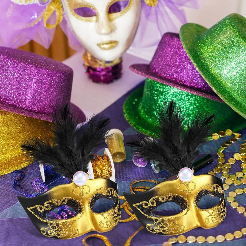 24 Pieces Mini Masks Masquerade Mini Mask Small Masquerade Mask Cake Toppers Decorative Mini Mask Mardi Gras Party Decor