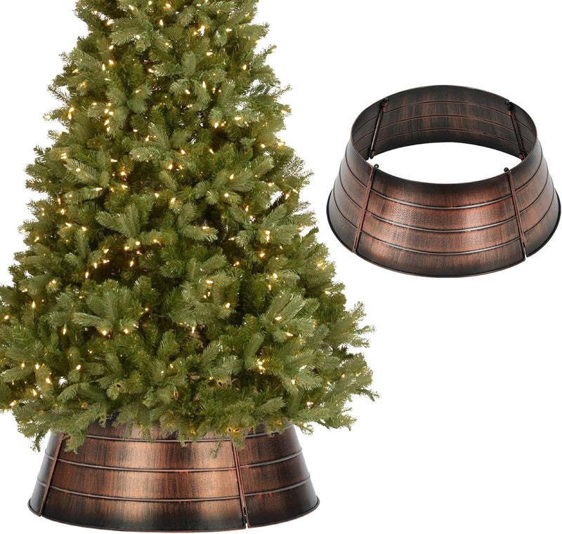 BAYN Metal Christmas Tree Collar, 23-Inch Diameter Base Cover Decorative Christmas Tree Ring Festive Xmas Artificial Tree Stand Cover for Christmas Decor