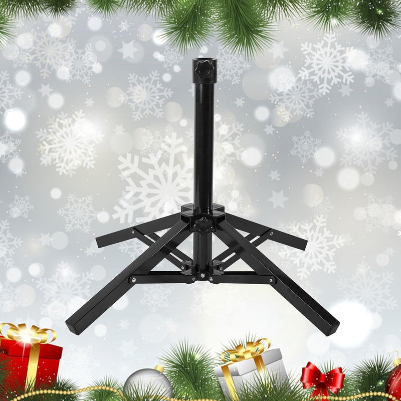 Artificial Christmas Tree Stand, Fake Foldable Christmas Tree Base for 2Ft to 6Ft Christmas Tree, Fits 0.5Inch-1 Inch Tree Pole, Black