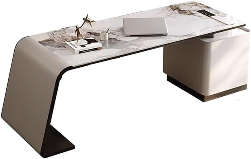 Computer Desks Modern Slate Countertop Desk with Locker Combination Boss Desk Simple Computer Desk Study Desk Desk Executive Desk Home Office Table (B Long Cabinet)