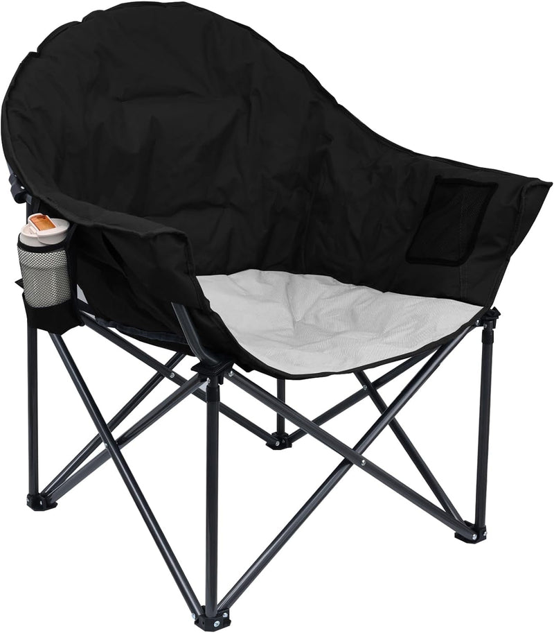 Camping Chairs, Folding Chairs for outside with Carry Bag, Moon Chairs for Adults with Cup Holder, Padded Camp Chair Support to 450LBS