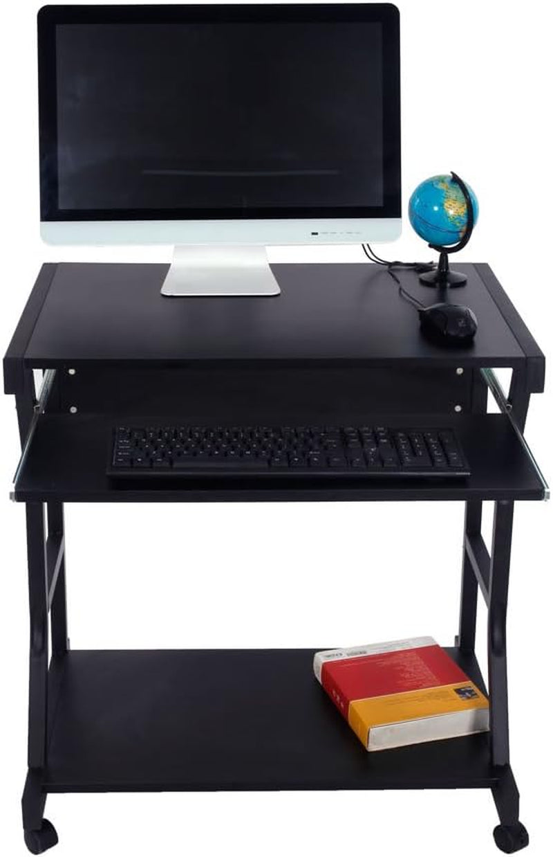 Computer Desk,Moveable Four-Wheel Computer Desk for Home Office, Sturdy Writing Desk,Black