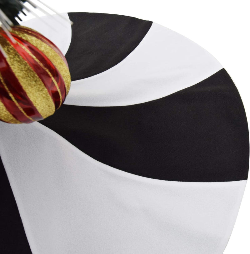 Gireshome 50" Patchwork Black and White Polar Fleece Lollipop Design Christmas/Halloween Tree Skirt,Xmas Tree Decoration Merry Christmas Supplies Christmas Decoration