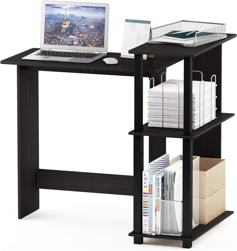 Furinno Abbott Corner Computer Desk with Bookshelf, Espresso/Black