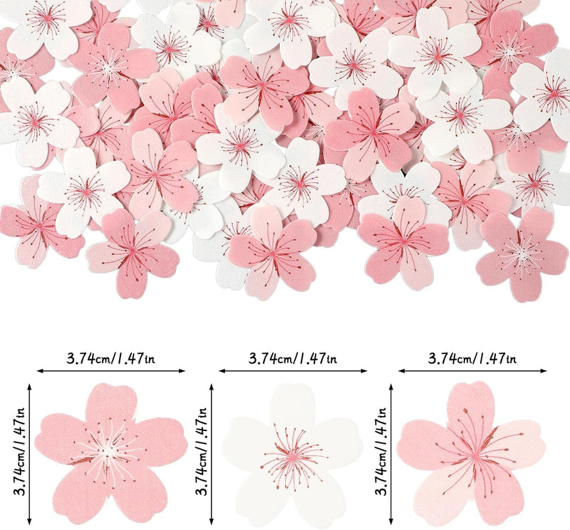 60 Pcs Edible Cherry Blossom Cake Decorations Edible Cherry Blossom Flowers Cupcake Toppers Wafer Paper Flowers Cake Topper Edible Rice Paper Cake Flowers for Birthday Party Food Decorations Supplies