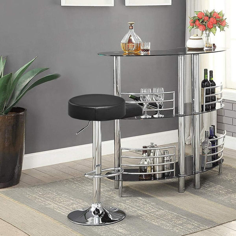 COSTWAY Bar Stool, Modern Swivel Backless round Barstool, PU Leather Armless Bar Chair with Height Adjustable, Chrome Footrest, Sturdy Metal Frame for Kitchen Dining Living Bistro Pub (Black, 1 Pc)