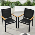 Best Choice Products Set of 2 Stackable Outdoor Textilene Chairs, All-Weather Conversation Dining Accent Furniture W/Armrests - Black/Black