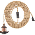 15.4Ft Pendant Light Cord Kit, Industrial Vintage Plug in E26 Socket Hanging Light with Switch, Hemp Rope Hanging Light Fixture for Pendant Lamp Farmhouse Lamp Cable DIY