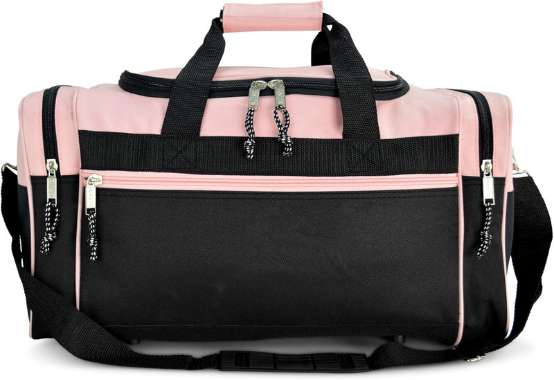 DALIX 21" Blank Sports Duffle Bag Gym Bag Travel Duffel with Adjustable Strap in Pink