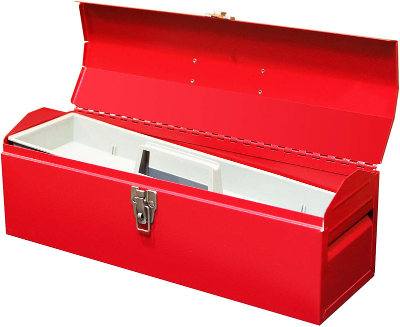 BIG RED TB101 Torin 19" Hip Roof Style Portable Steel Tool Box with Metal Latch Closure and Removable Storage Tray, Red, 19.1" X 6.1" X 6.5"