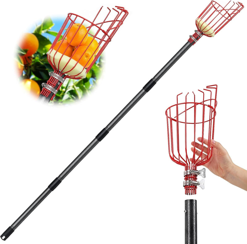 COCONUT Fruit Picker Tool, Fruit Picker with Basket and Pole Easy to Assemble & Use Fruits Catcher Tree Picker for Getting Fruits(5Ft)