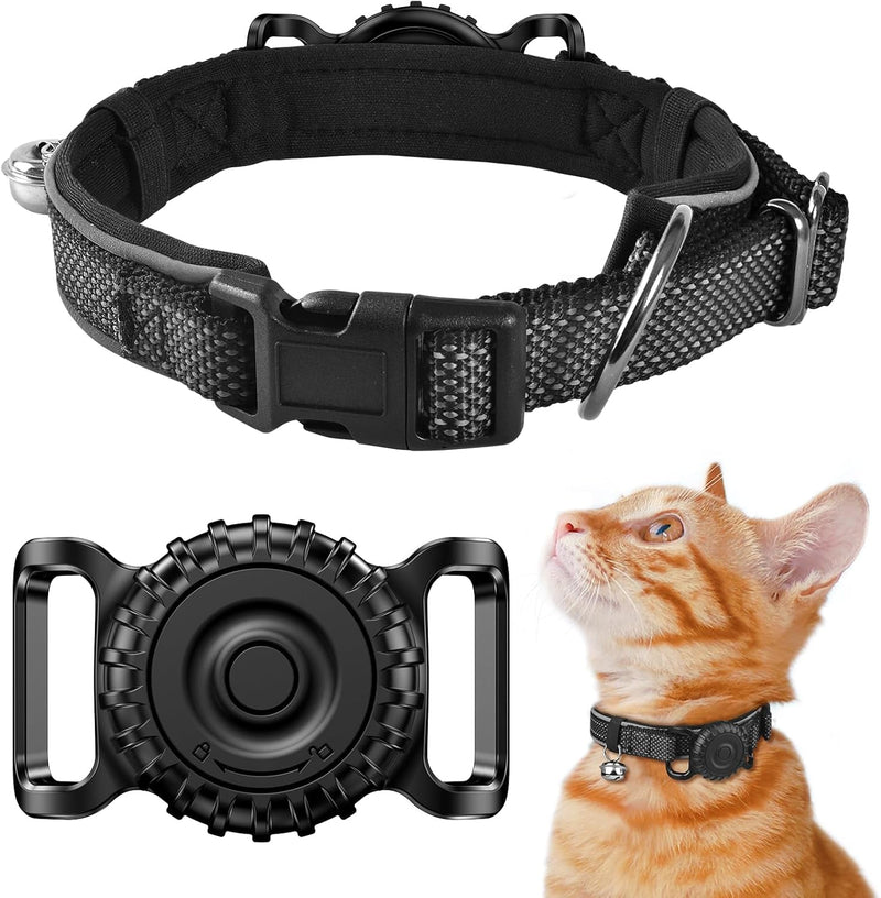 Dog Collar with Airtag Holder, Breakaway Cat Airtag Collar, Medium,Kittens, Puppies