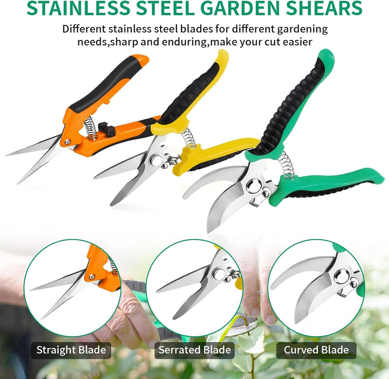 Garden Pruning Shears 3 Pack Gardening Shears Garden Scissors Stainless Steel Garden Shears Pruning Scissors Garden Clippers Pruning Shears for Gardening Garden Tools Tijeras De Jardinería