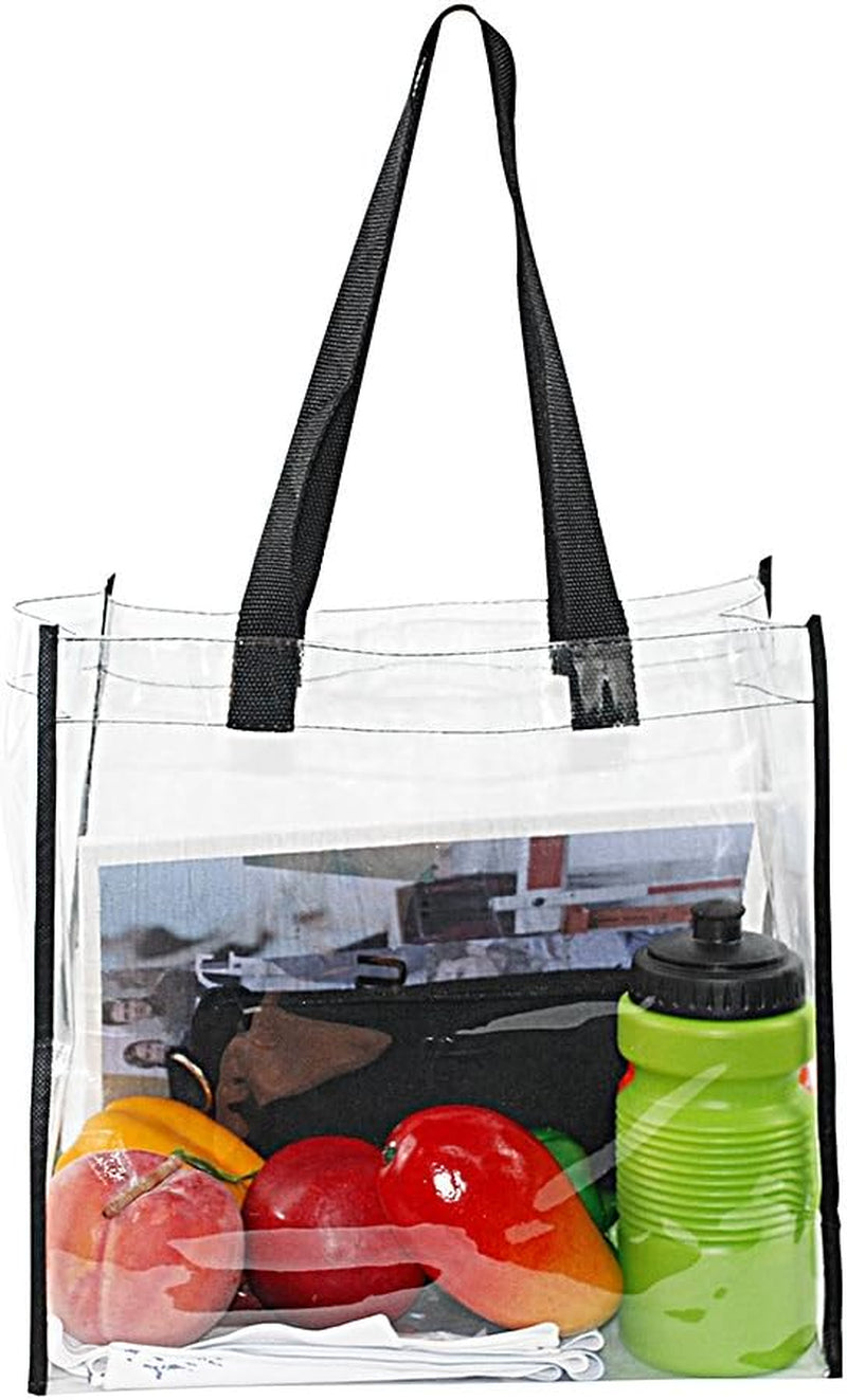 2-Pack Stadium Approved Clear Tote Bag, Stadium Security Travel & Gym Clear Bag, Perfect for Work, School, Sports Games and Concerts,12"X 12"X 6"