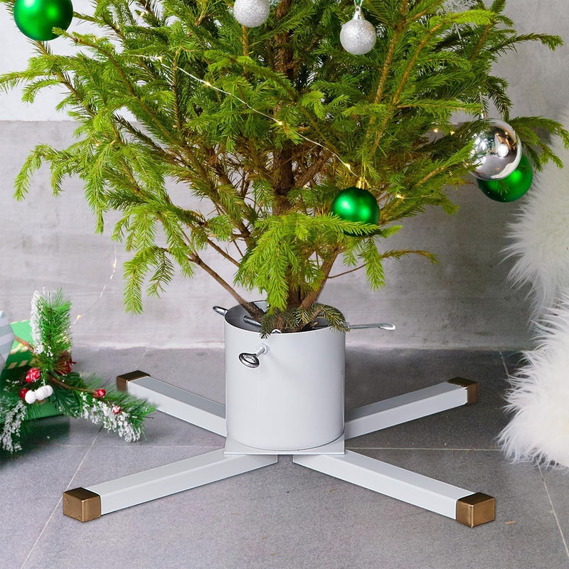 Blissun Christmas Tree Stand, Christmas Tree Holder, Xmas Tree Stand for Real Trees, Fits up to 8FT Real Trees, White