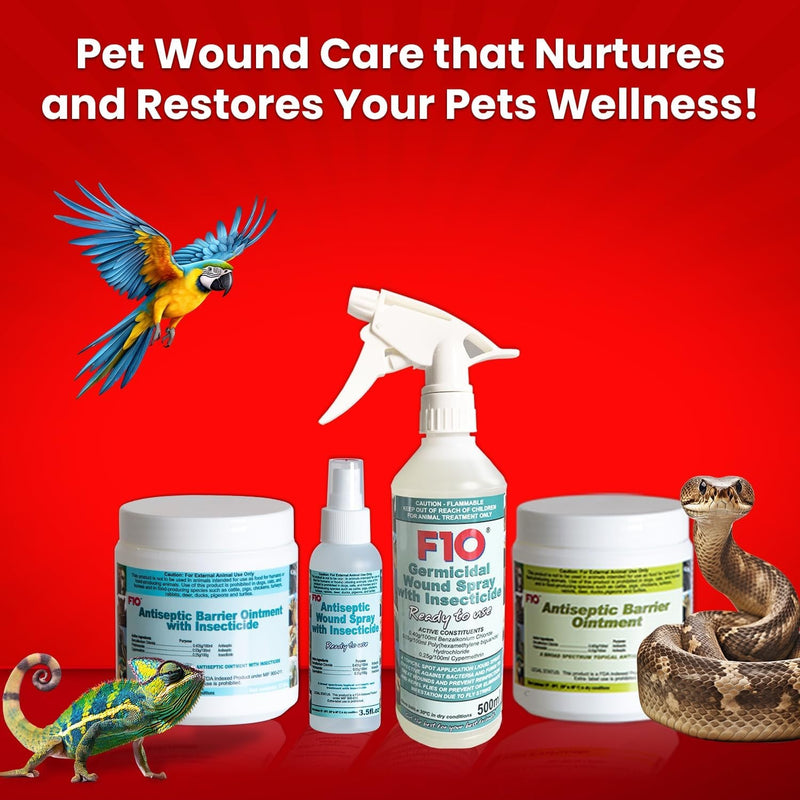 F10 Antiseptic Wound Spray Only for Reptiles, Birds, Small Animals & Exotic Animals, Antiseptic Pain Relief Spray & Prevents Infection - 100Ml