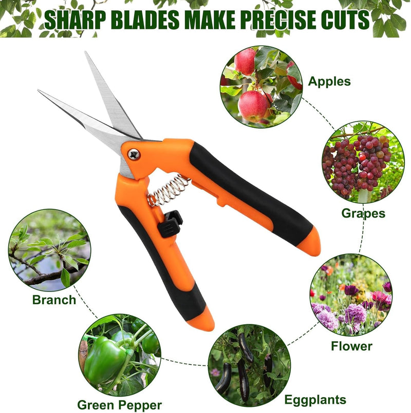 3 Pack Garden Pruning Shears, Stainless Steel Garden Shears, Premium Pruning Shears for Gardening, Handheld Gardening Shears, Garden Scissors with Soft Grip Handle, Plant Garden Clippers Tools