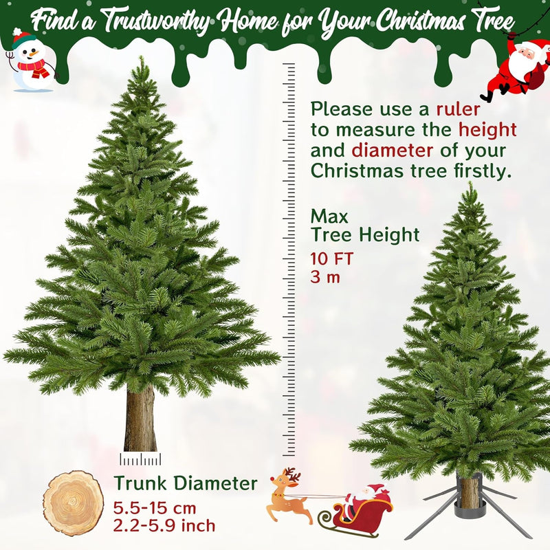 Christmas Tree Stand for Real Trees, Christmas Tree Base with Removable Retractable Support Legs, Suitable for Trees with 2.2 to 5.9 Inch Trunks and up to 10 Feet Tall, Silver