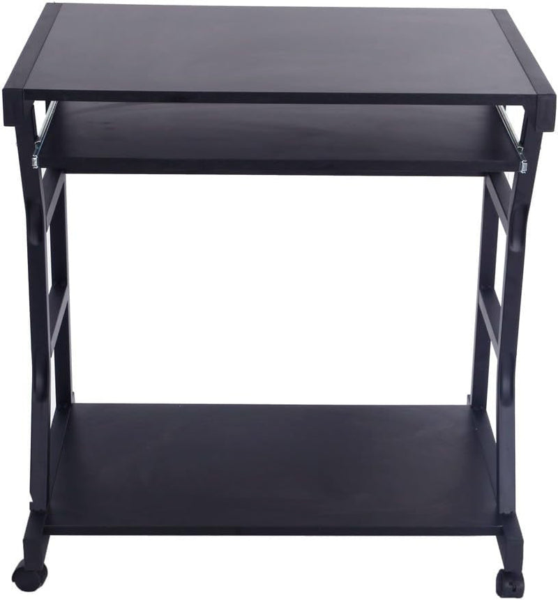 Computer Desk,Moveable Four-Wheel Computer Desk for Home Office, Sturdy Writing Desk,Black