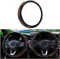 Car Steering Wheel Cover, Microfiber PU Leather Elastic Carbon Fiber Auto Steering Wheel Protector, 15 Inch Breathable Anti-Slip for Women Men, Car Interior Accessories for Most Cars (Black/Red)