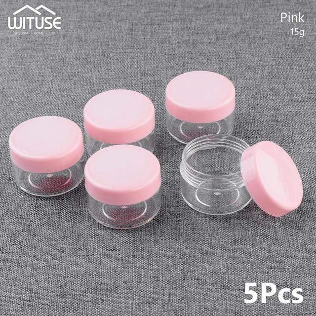 5pcs Clear Plastic Cosmetic Pot Jars Home & Garden > Decor > Decorative Jars KOL DEALS 15g Pink  