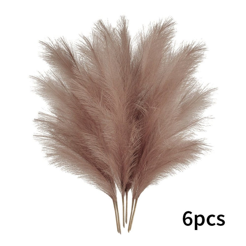 6 Branchs Pampas Grass,Simulation Reed,Artificial Reed Bouquet,Fake Pampas Flower,Faux Pampas Grass Bouquets,For Season Wedding Birthday Valentine'S Day Vase Decor Home & Garden > Decor > Seasonal & Holiday Decorations QAZ-2230 6 branchs Brown 