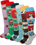 6 Pairs Women's Fancy Design Multi Colorful Patterned Knee High Socks Home & Garden > Decor > Seasonal & Holiday Decorations& Garden > Decor > Seasonal & Holiday Decorations SUMONA Christmas 2021  
