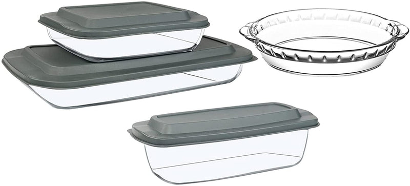 6-Piece Deep Glass Baking Dish Set, Rectangular Glass Bakeware Set with Lids, Baking Pans, Casserole Dishes for Lasagna, Leftovers, Cooking, Kitchen, Freezer-To-Oven Friendly, Space-Saving