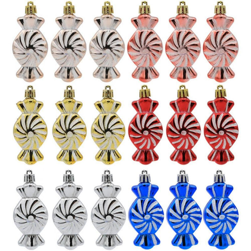 6 Pieces Christmas Glitter Hanging Candy Ornaments, Colorful Xmas Candy Cane Peppermint Tree Decorations for Christmas Tree Home Party Holiday Supplies  ESHOO   
