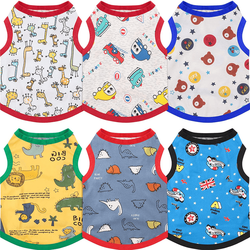 6 Pieces Dog Shirts Cute Printed Dog Clothes Soft Cotton Pet T Shirt Breathable Puppy Sweatshirt Apparel Outfit for Pet Dog Animals & Pet Supplies > Pet Supplies > Dog Supplies > Dog Apparel Geyoga S  