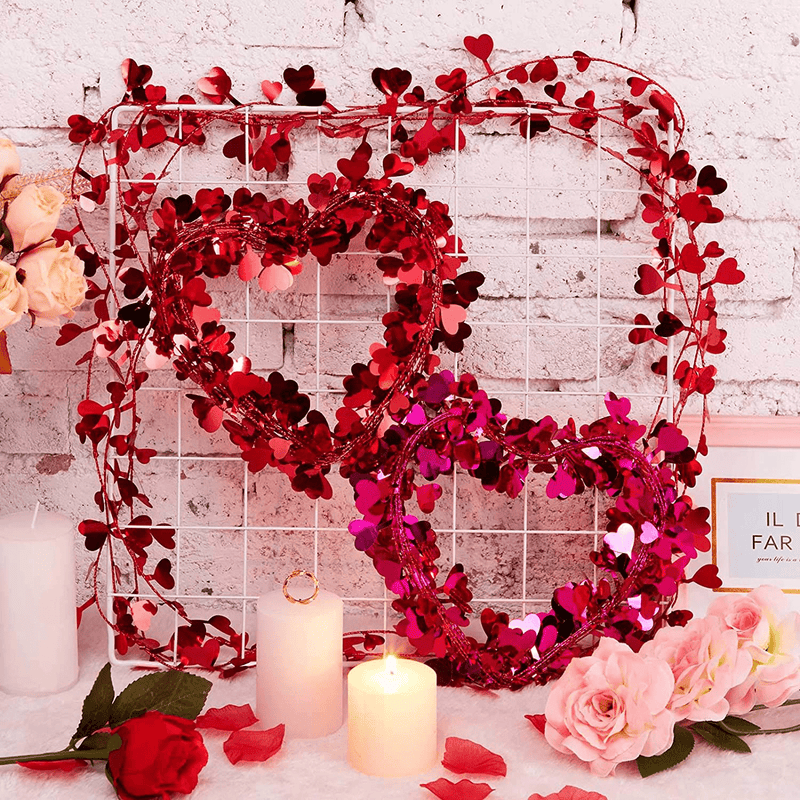 6 Pieces Valentine'S Day Heart Garlands Tinsel Heart Wreaths Assorted Heart Shape Wire Garlands Valentine Wreath Decorations Party Favors Accessories for Valentine'S Day, Wedding, Home, Classroom Home & Garden > Decor > Seasonal & Holiday Decorations Chuangdi   