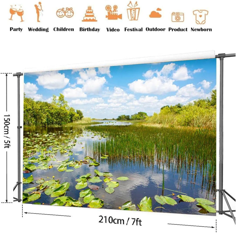 Florida Wetland Airboat Ride at Everglades National Park Photography Backdrop Photographer Portrait Banner Photo Studio Photobooth Prop Photography Background Decoration Supplies 7×5Ft