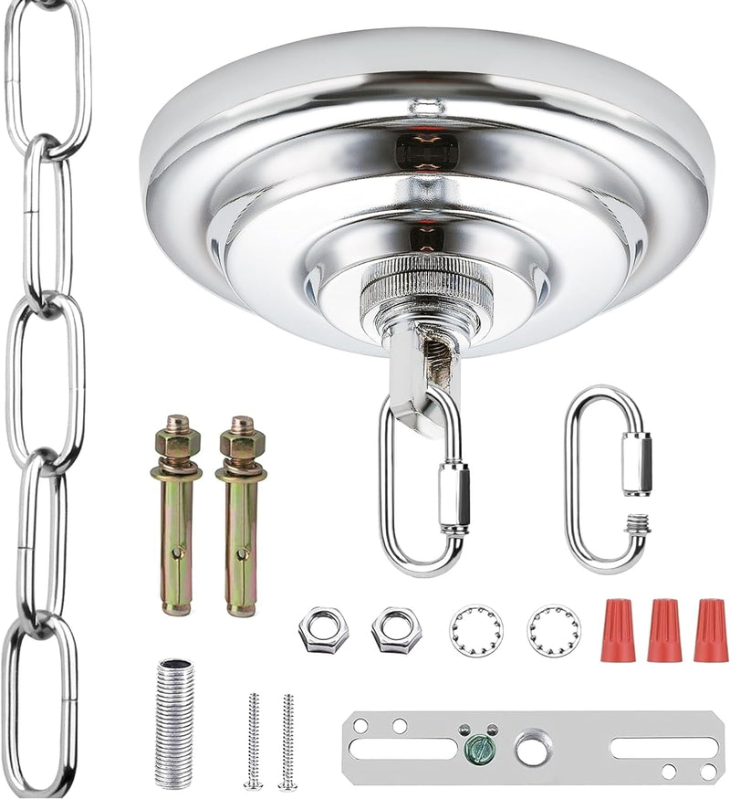 5 1/8 Inches Light Fixture Ceiling Canopy Kit Pendant Light Canopy Plate Cover with All Mounting Hardware for Chandelier Pendant Light (White)