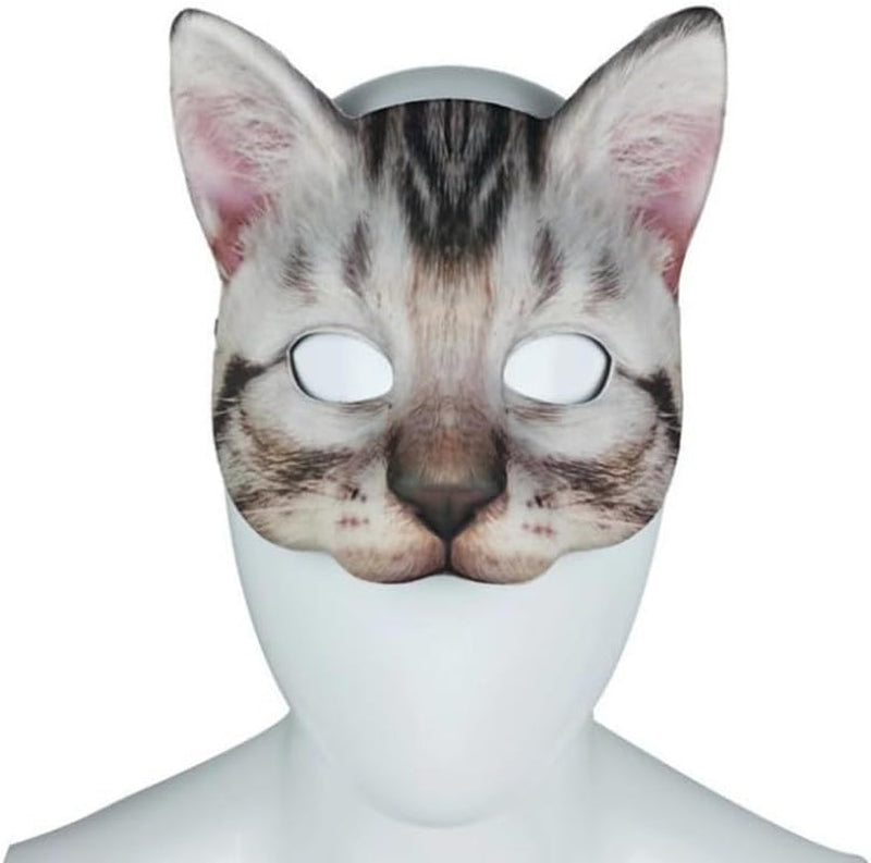 1Pcs Halloween Half Face Cat Mask Animal Cat Mask for Halloween Christmas Easter Novelty Costume Party Accessory(Style H)