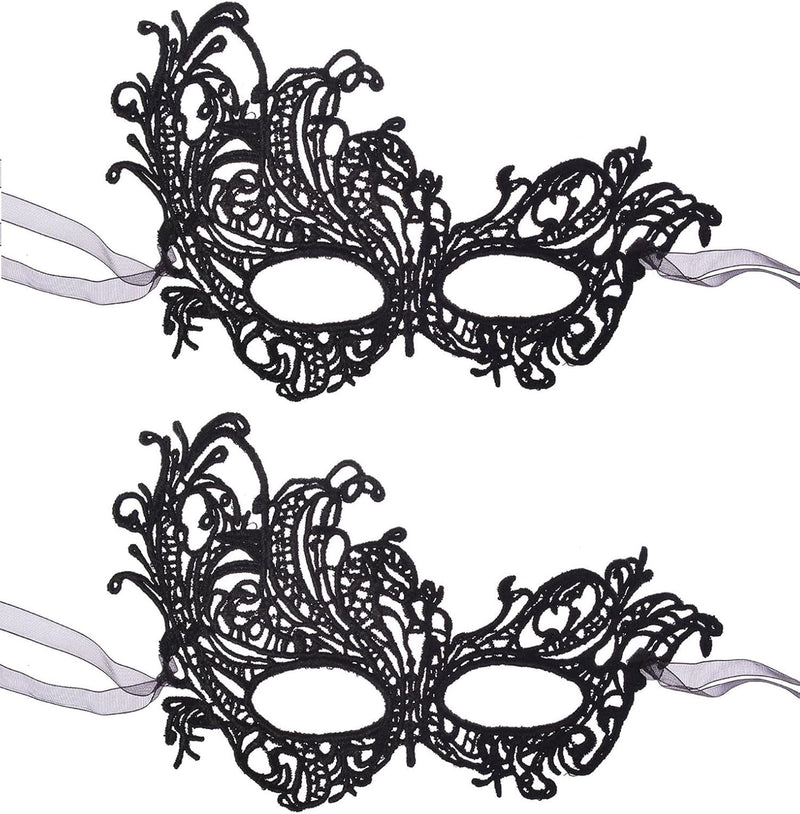 2 Pieces Women'S Masquerade Mask Lace Eye Mask for Ball Proms,Masquerade Party Costume Party Halloween Carnival