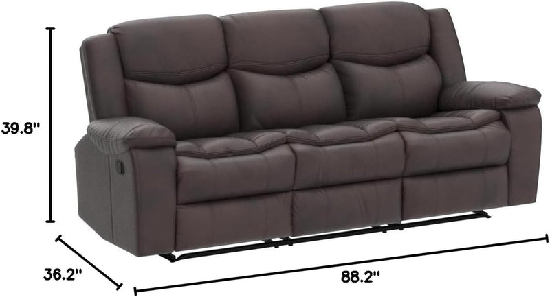 Familymill Breathable Leather Manual Reclining 3-Seat Sofa for Living Room