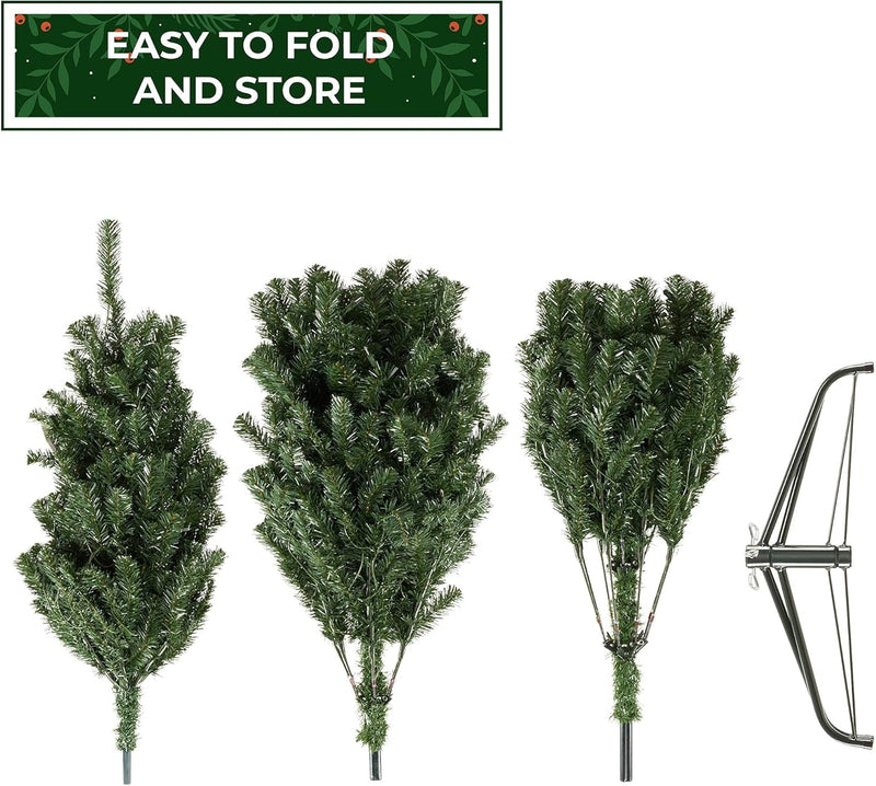 Casafield 6.5FT Realistic Pre-Lit Green Spruce Artificial Holiday Christmas Tree with Sturdy Metal Stand