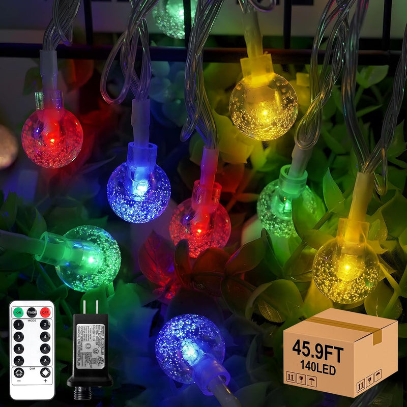 16.4Ft 50LED Globe String Lights Indoor Bedroom Battery Operated, Crystal Fairy Lights with Remote Waterproof Outdoor Hanging Decorative Lights for Home Tent Patio Garden Party Wedding Decor