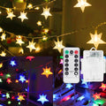 20Ft Color Changing Star String Lights Battery Operated 40 Leds, 4Th of July Decor Twinkle Lights for Outdoor Indoor, Bedroom Bunk Bed Lights, Hanging Lights with Remote for Kids Room