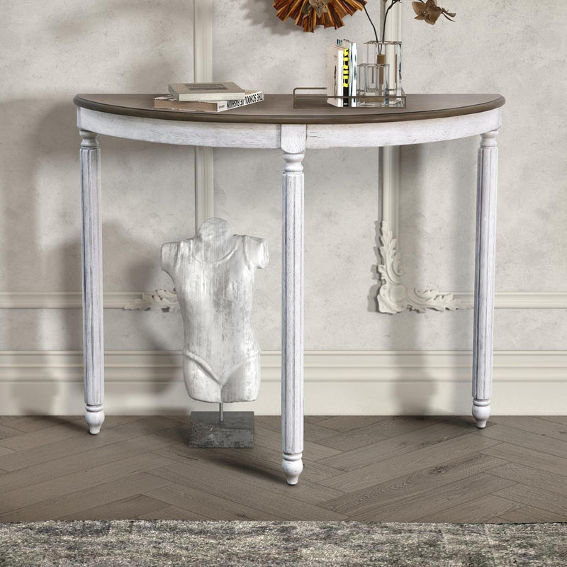 Galano Marcello Console Table, Small Entryway Table, Thin Sofa Table, Side Table, Display Table, for Hallway, Bedroom, Living Room, Foyer, 11.81" D X 35.43" W X 29.92" H, Antique Oak & White