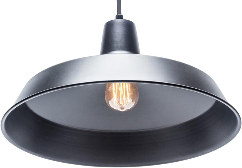 Globe Electric 65155 1-Light Industrial Warehouse Pendant, Matte Black, E26 Base Socket, Kitchen Island, Café, Decorative, Ceiling Hanging Light Fixture, Modern, Vintage, Bulb Not Included