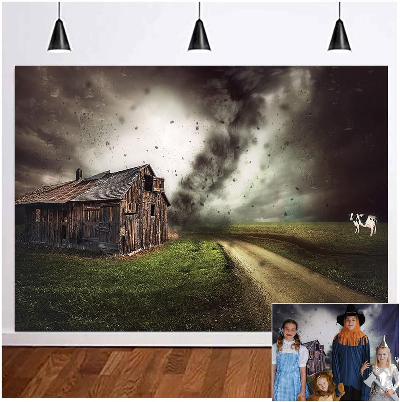 10X8Ft Fairy Tale Tornado Halloween Party Photography Backdrop Farm Grassland Photo Background Chalet Girl Children Birthday Party Decor Newborn Video Shooting Studio Props