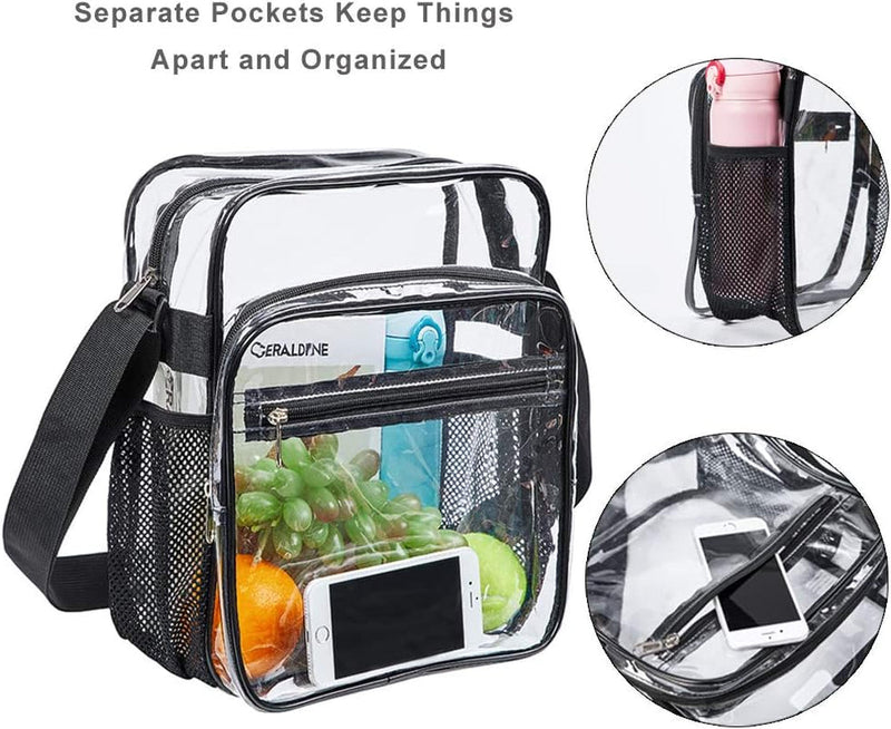 Clear Bag Stadium Approved, Clear Crossbody Messenger Shoulder Bag with Adjustable Strap for Concerts, Sports Events