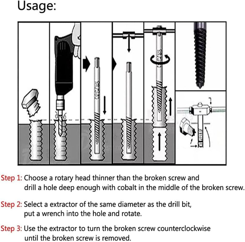 Damaged Screw Extractor Bolt Extractor Kits Remover Set Power Tool Easy Out Bolt Extractor for Easily Remove Broken Bolts, Stripped Screws, Studs, Superb Gifts for Men