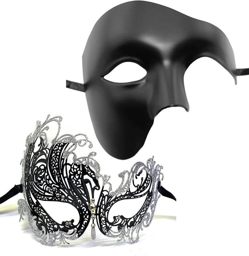 Couple Masquerade Mask Set Masquerade Mask for Women Black Costume Mask Cosplay Party Masquerade Ball