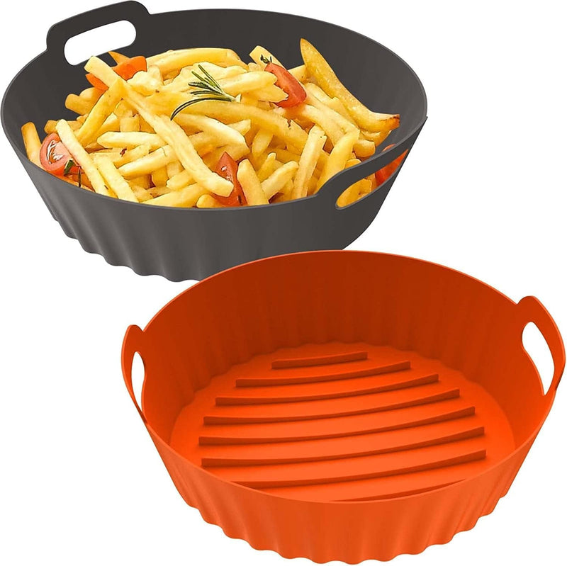 Air Fryer Silicone Liners Square 2 Pack 7.1 Inch Airfryer Liners 4-7 QT Reusable Air Fryer Liners Silicone Pot Oven Liner Baking Tray, Air Fryer Basket Silicone Mat Bowl Air Fryer Accessories Kitchen