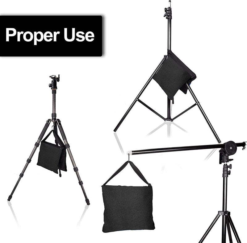 EMART Heavy Duty Sandbag Photo Studio Weight Bag Saddlebag Design for Photography Stand Light Stand Tripod, Outdoor Patio, Sports, Photo Sets, Film Sets, Live Productions -4 Packs Set(Black)