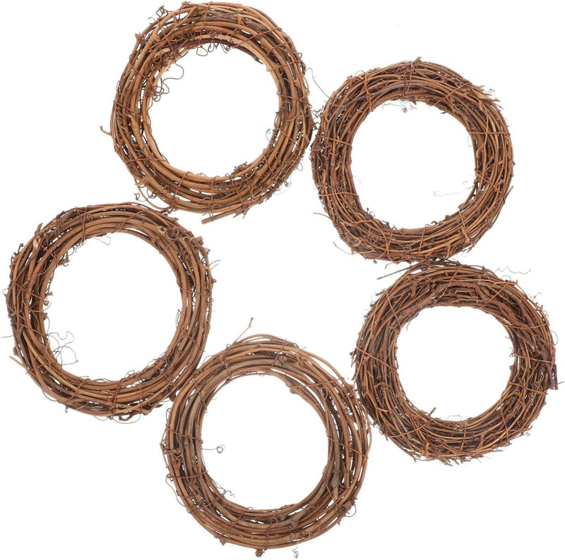 Artibetter 10 Pcs Rattan Garland Wood Wreath Frame Brown Decor Christmas Rattan Wreath Flowers Decor Twig Vine Garland Twig Wreath Flower Decor Grape Rings DIY Wreath Decor Moon Wooden Rattan