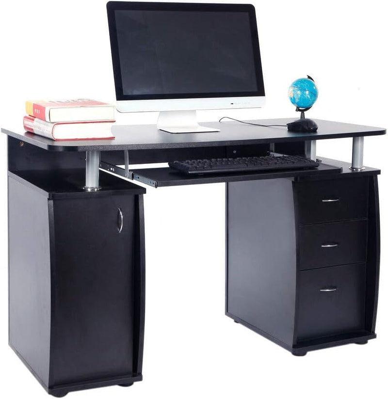 Black Computer Desk PC Laptop Table W/Drawer Home Office Study Workstation 15 Mm. MDF 45.27" L×21.65" W×29.13" H of Set